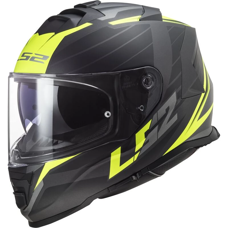 CASQUE LS2 STORM II NERVE MATT BLACK HI-VIS YELLOW