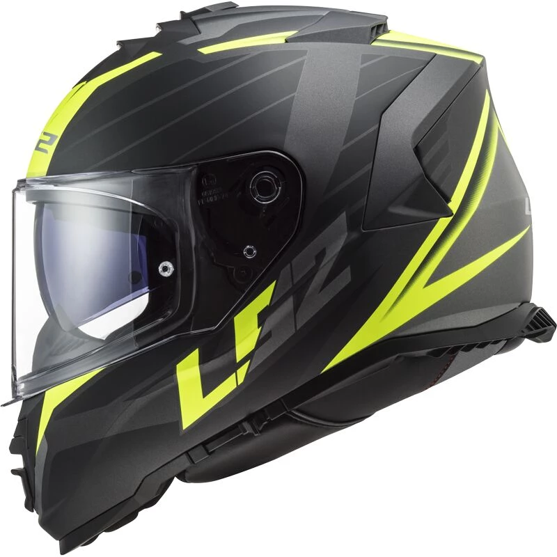 CASQUE LS2 STORM II NERVE MATT BLACK HI-VIS YELLOW